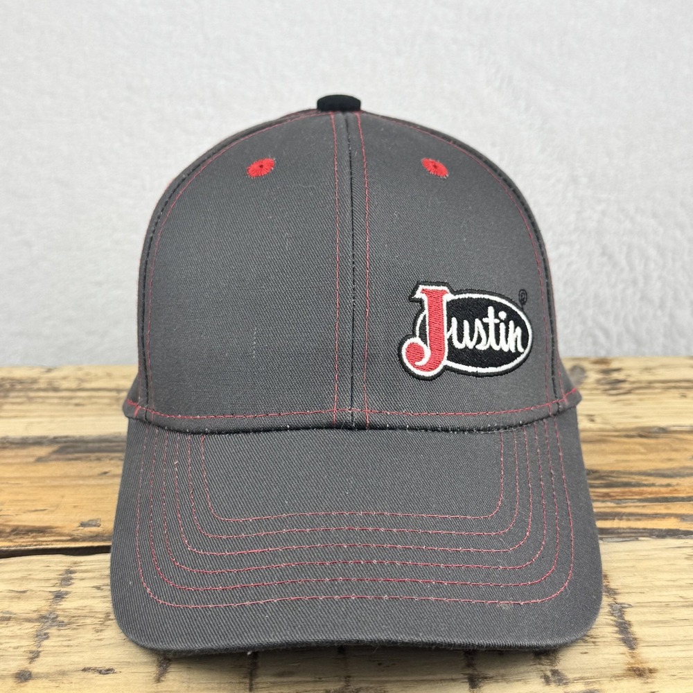 Fort‎ Worth Stock Show Rodeo Hat Cap Strap Back Mens Gray Red Calf Scramble
